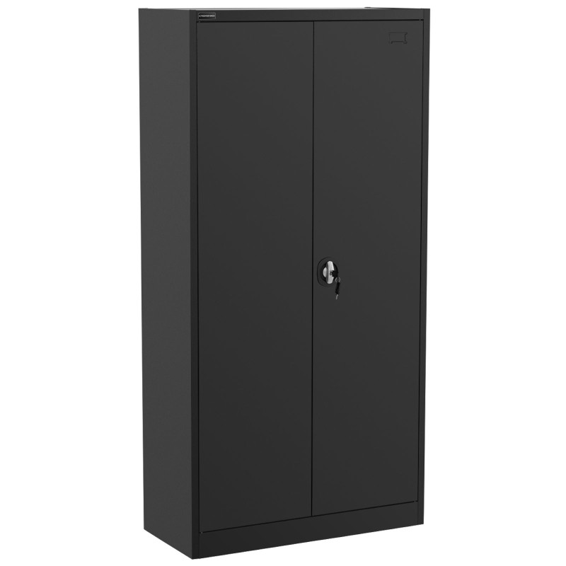 Metalinė biuro spintelė dokumentams, 4 lentynos su varstomomis durelėmis, aukštis 180 cm, ANTRACITAS