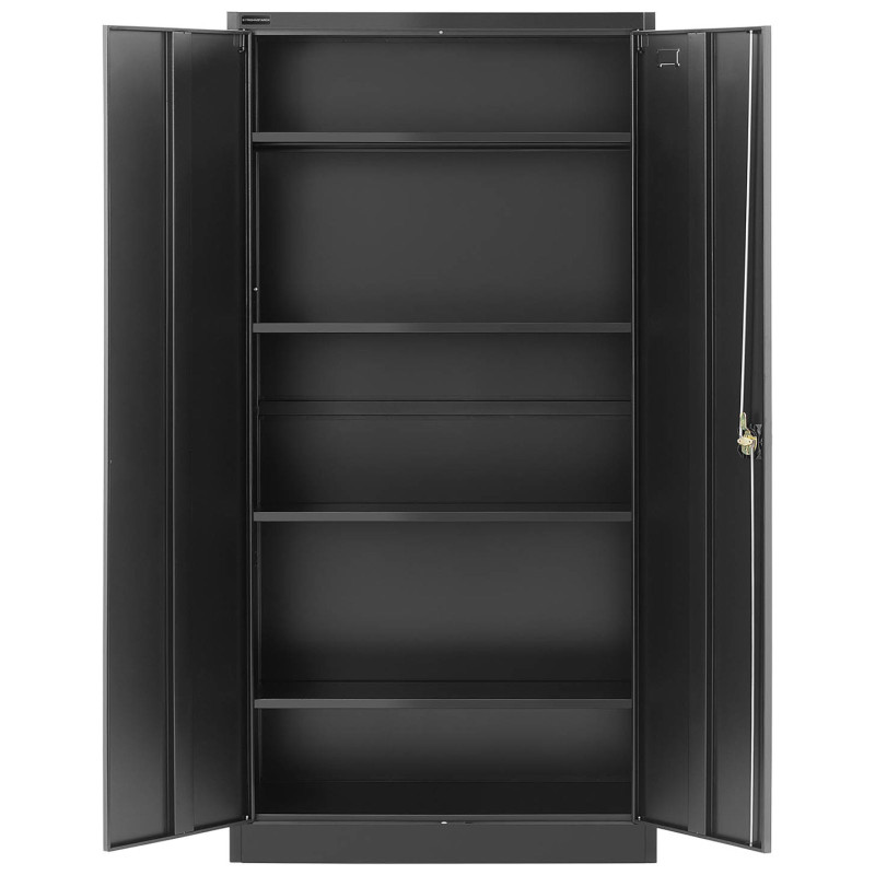 Metalinė biuro spintelė dokumentams, 4 lentynos su varstomomis durelėmis, aukštis 180 cm, ANTRACITAS