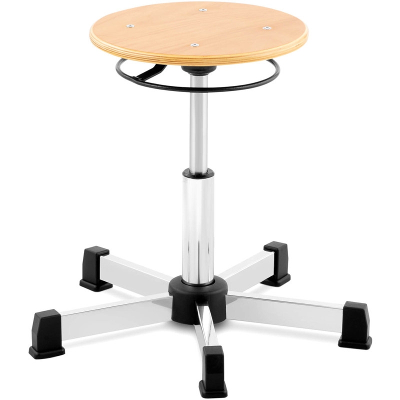 Išmatų dirbtuvių kėdė iš CHROM faneros iki 120 kg 350-485 mm