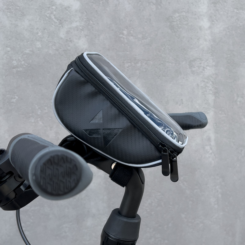 Dviračio vairo krepšys dviračio telefono dėklas telefonui iki 6,5 colio 0,9l juodas