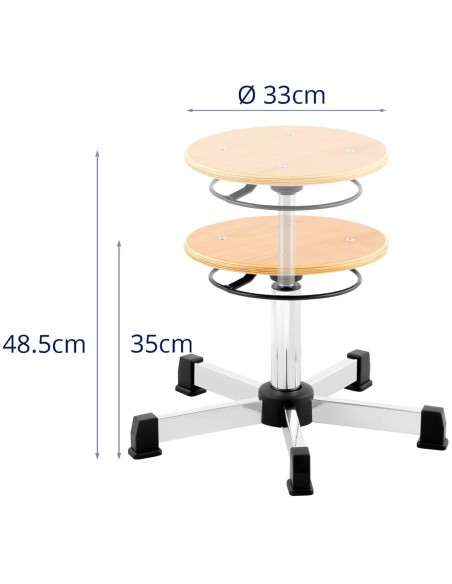 Išmatų dirbtuvių kėdė iš CHROM faneros iki 120 kg 350-485 mm Išmatų dirbtuvių kėdė iš CHROM faneros iki 120 kg 350-485 mm