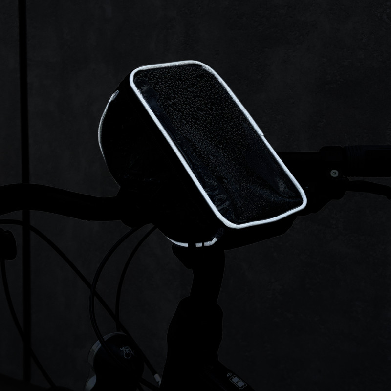 Dviračio vairo krepšys dviračio telefono dėklas telefonui iki 6,5 colio 0,9l juodas