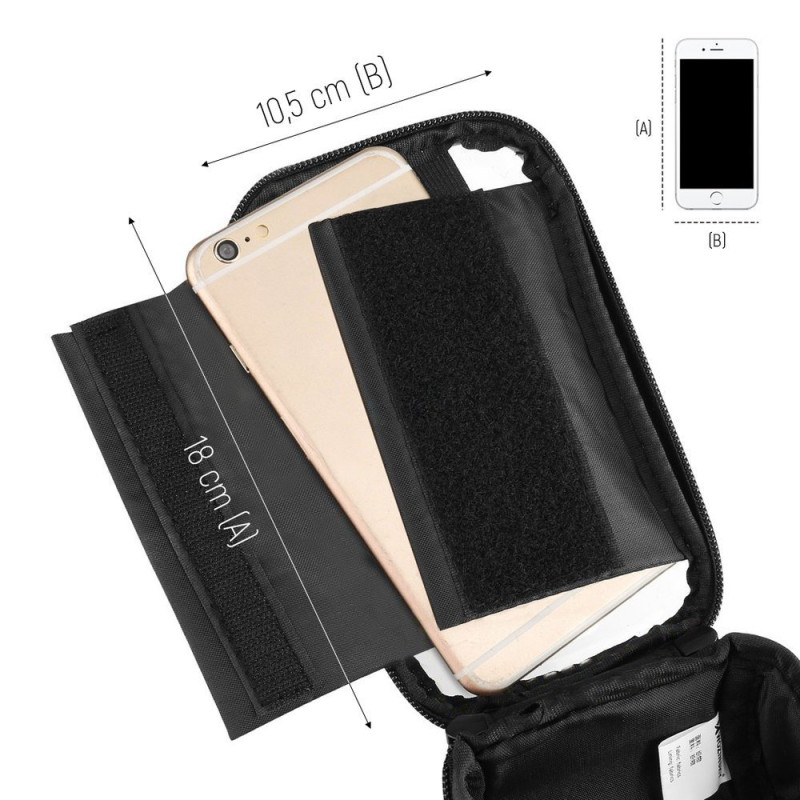Dviračio vairo krepšys dviračio telefono dėklas telefonui iki 6,5 colio 0,9l juodas
