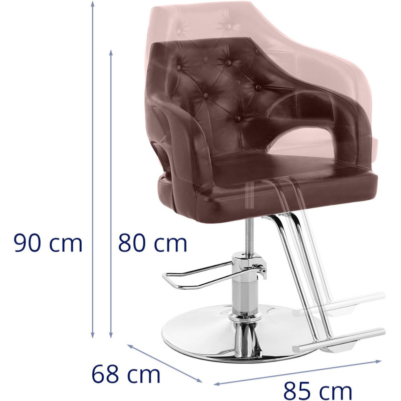 Ruda kosmetinė kirpėjo kėdė su kėdute, aukštis 47-57 cm