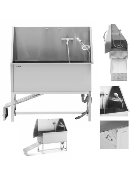 Vonia šunims ir gyvūnams plauti su rampa 122 x 56 x 142 cm Vonia šunims ir gyvūnams plauti su rampa 122 x 56 x 142 cm