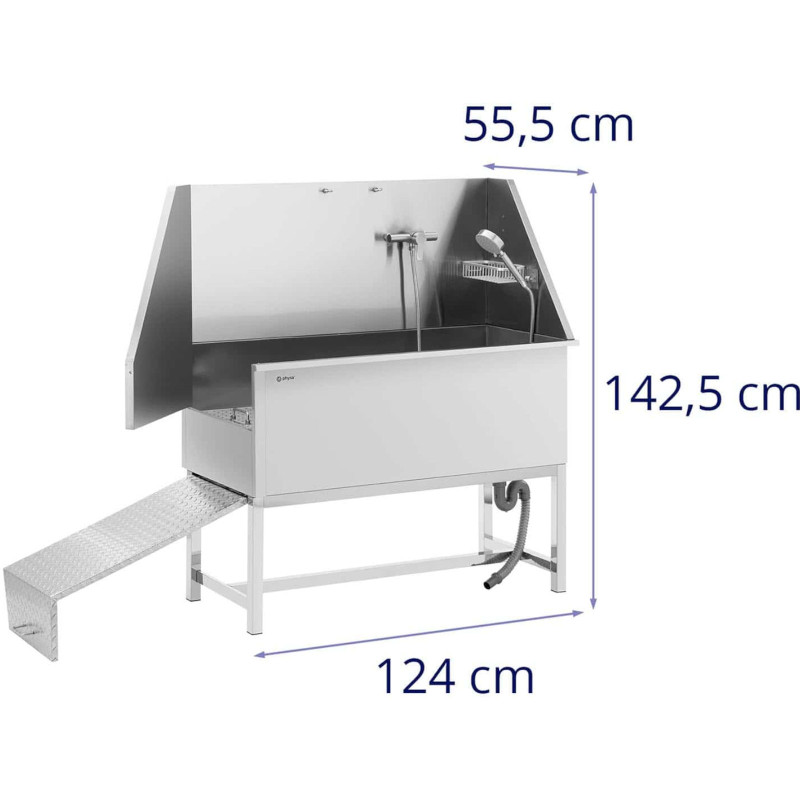 Vonia šunims ir gyvūnams plauti su rampa 122 x 56 x 142 cm