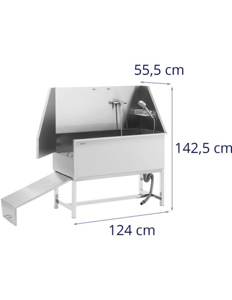 Vonia šunims ir gyvūnams plauti su rampa 122 x 56 x 142 cm Vonia šunims ir gyvūnams plauti su rampa 122 x 56 x 142 cm