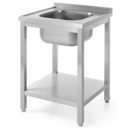 Plieninis stalviršis su viena kriaukle 600x600mm ir lentyna - Hendi 811856