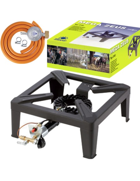 Pramoninė dujinės viryklės taburetė MEGA ZEUS 7kW 40x40cm su degikliu ir pjezo uždegikliu Pramoninė dujinės viryklės taburetė MEGA ZEUS 7kW 40x40cm su degikliu ir pjezo uždegikliu