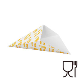 Pakavimo kūgis belgiškoms bulvytėms MAŽOS 14,5x24,5 cm talpos 200g 100vnt.