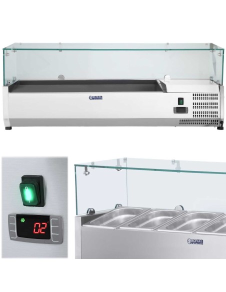 Aušinimo viršus su stikliniu dangteliu 5x GN1/4 120cm