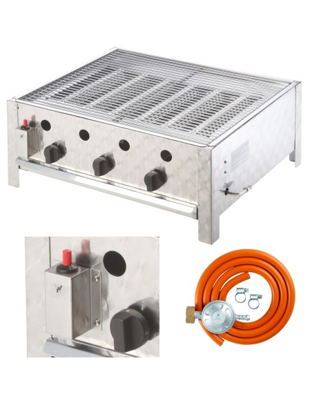 3 degiklių gastronominis dujinis grilis su grotelėmis RASCAL 10 kW