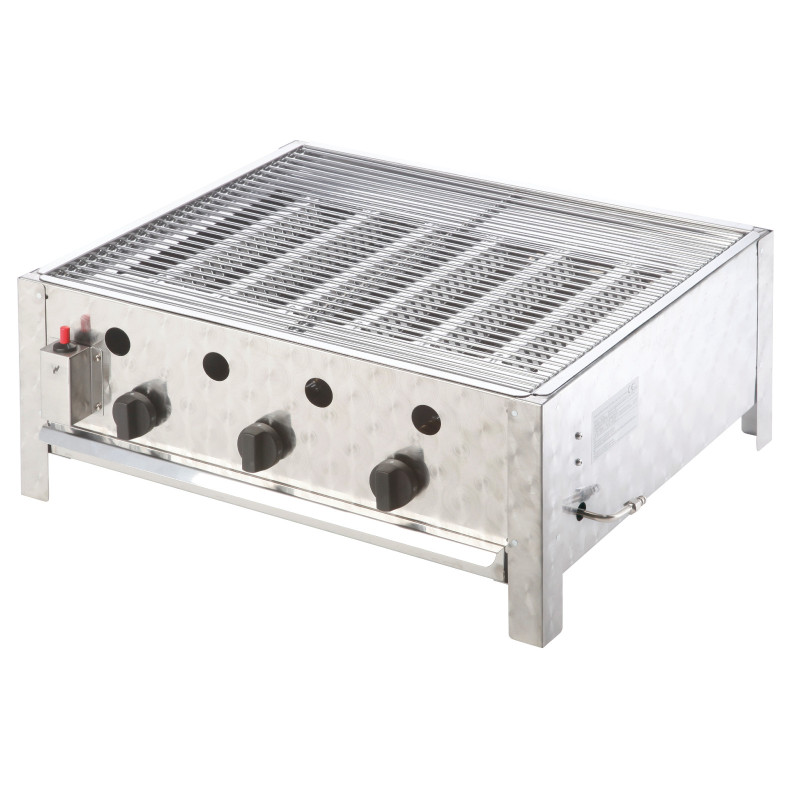 3 degiklių gastronominis dujinis grilis su grotelėmis RASCAL 10 kW