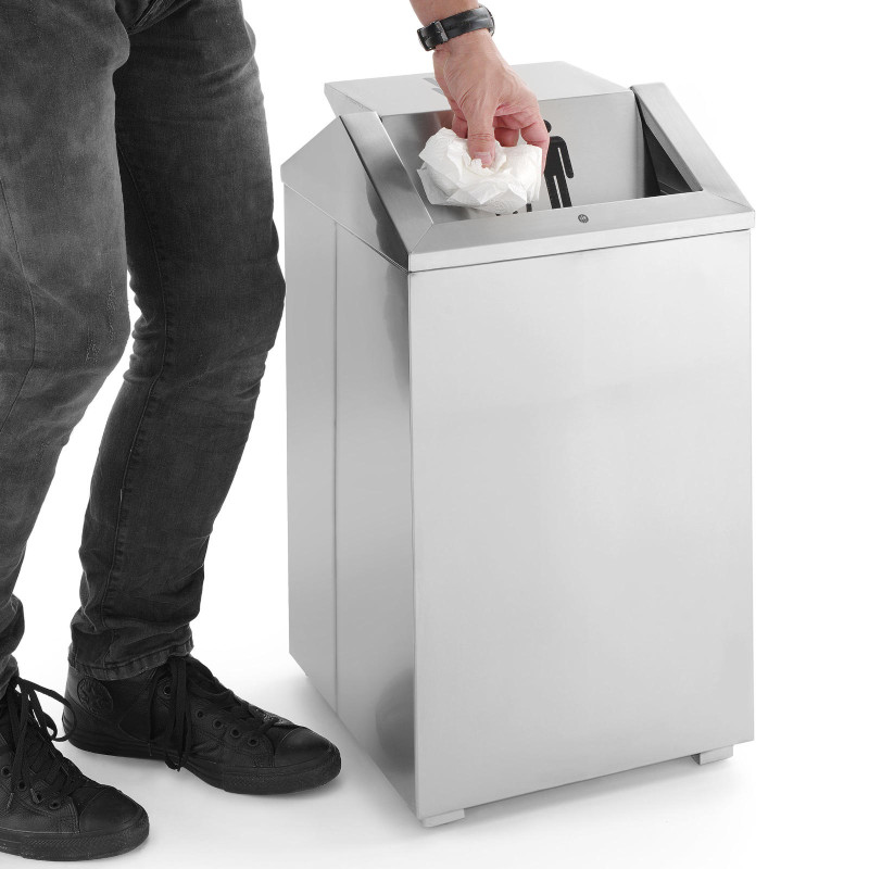 Pastatoma nerūdijančio plieno šiukšlių dėžė su pasukamu dangteliu 43L