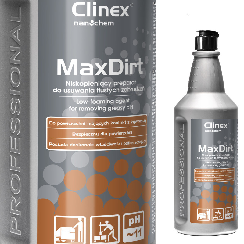 Koncentruotas preparatas sunkiai pašalinamiems nešvarumams CLINEX MaxDirt 1L Koncentruotas preparatas sunkiai pašalinamiems nešvarumams CLINEX MaxDirt 1L