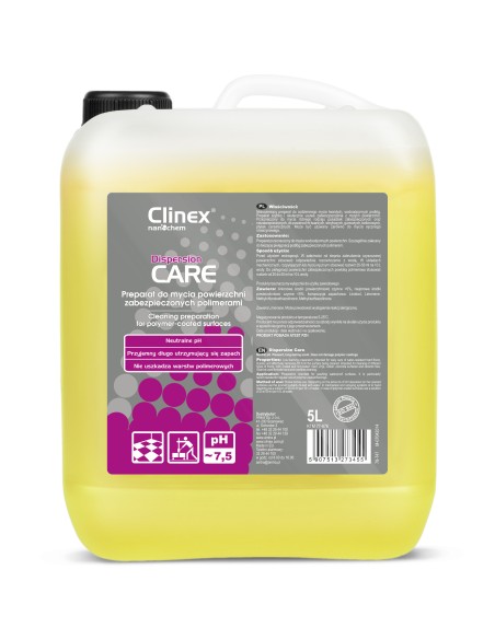CLINEX Dispersion CARE 5L skystis kasdieniniam kietų vandeniui atsparių grindų valymui CLINEX Dispersion CARE 5L skystis kasdieniniam kietų vandeniui atsparių grindų valymui