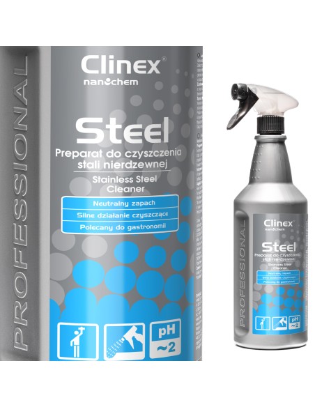Skystis baldams ir nerūdijančio plieno prietaisams plauti CLINEX Gastro Steel 1L Skystis baldams ir nerūdijančio plieno prietaisams plauti CLINEX Gastro Steel 1L