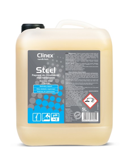 Skystis baldams ir nerūdijančio plieno prietaisams plauti CLINEX Gastro Steel 5L Skystis baldams ir nerūdijančio plieno prietaisams plauti CLINEX Gastro Steel 5L