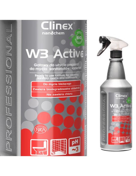 Santechnikos ir vonios valiklis citrinų rūgšties pagrindu CLINEX W3 Active BIO 1L Santechnikos ir vonios valiklis citrinų rūgšties pagrindu CLINEX W3 Active BIO 1L