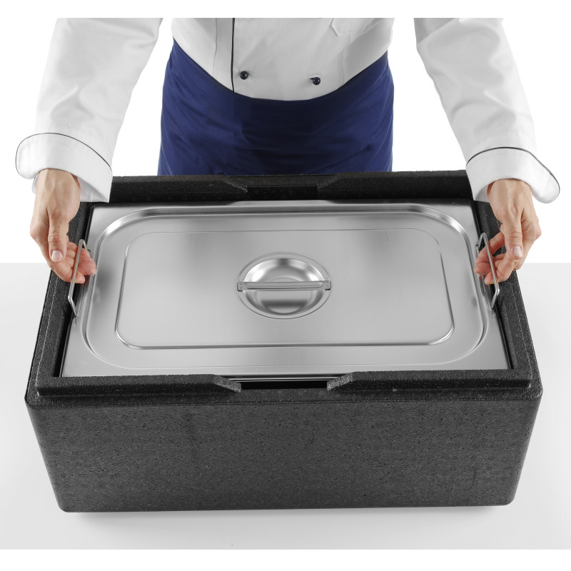 Maitinimo konteineris GN 2/3 su ištraukiamomis rankenomis 354x325x150mm 13L Hendi 817247