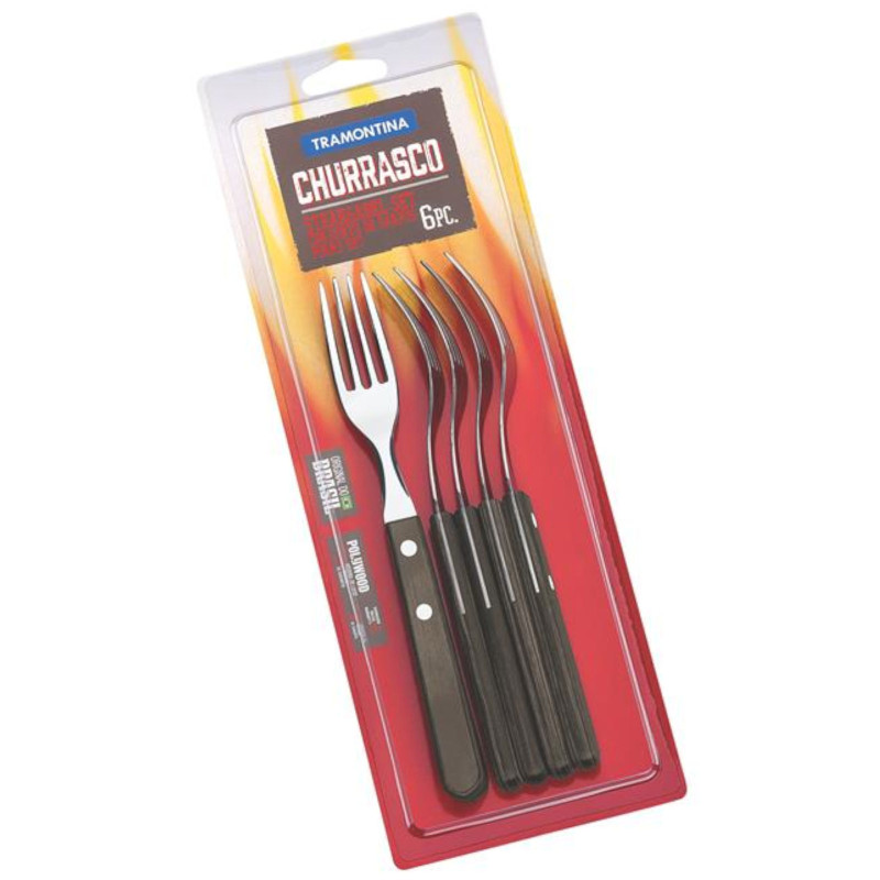Churrasco GAUCHO kepsnių šakučių rinkinys 6 vnt. lizdinėje plokštelėje, ilgis 210 mm