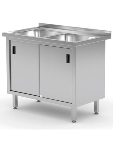 Gastronominė darbo kriauklė su spintele su stumdomomis durimis DVIGUBA 100x60x85 cm - Hendi 813690 Gastronominė darbo kriauklė su spintele su stumdomomis durimis DVIGUBA 100x60x85 cm - Hendi 813690