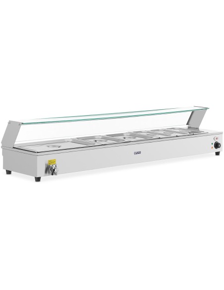 Bain marie elektrinis furšetinis šildytuvas su čiaupu ir dangteliu 6 x GN 37 l 1800 W