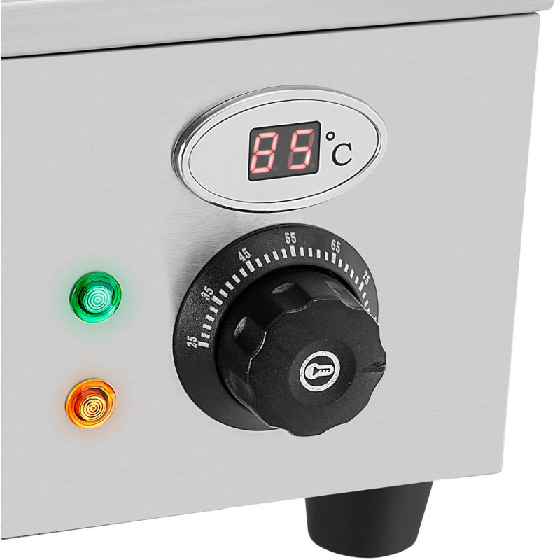 Bain marie elektrinis furšetinis šildytuvas su čiaupu ir dangteliu 6 x GN 37 l 1800 W