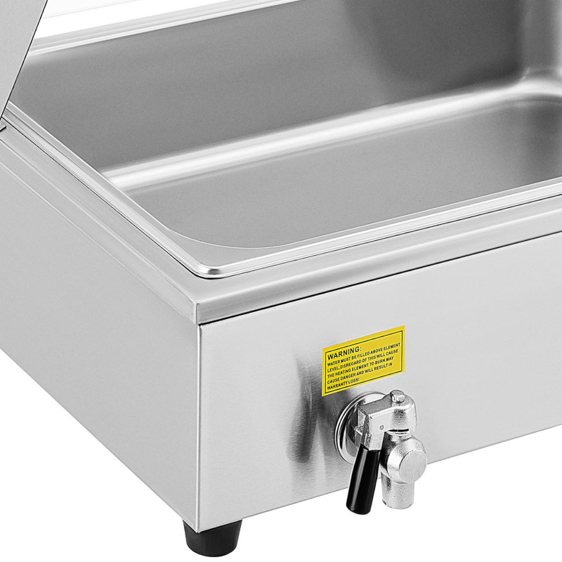 Bain marie elektrinis furšetinis šildytuvas su čiaupu ir dangteliu 6 x GN 37 l 1800 W