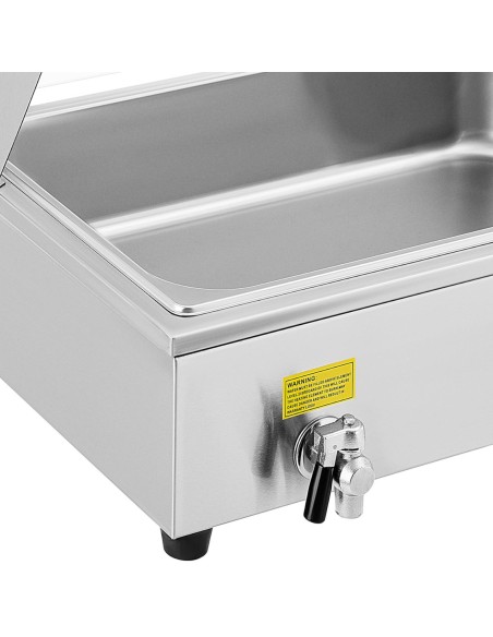Bain marie elektrinis furšetinis šildytuvas su čiaupu ir dangteliu 6 x GN 37 l 1800 W