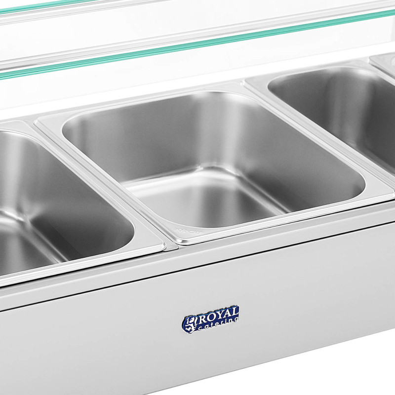Bain marie elektrinis furšetinis šildytuvas su čiaupu ir dangteliu 6 x GN 37 l 1800 W