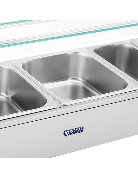 Bain marie elektrinis furšetinis šildytuvas su čiaupu ir dangteliu 6 x GN 37 l 1800 W
