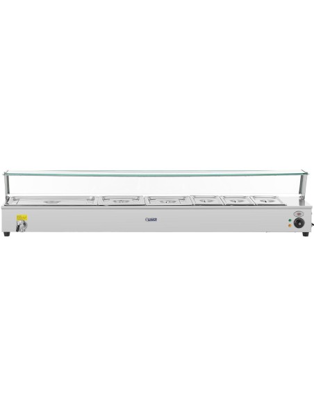 Bain marie elektrinis furšetinis šildytuvas su čiaupu ir dangteliu 6 x GN 37 l 1800 W
