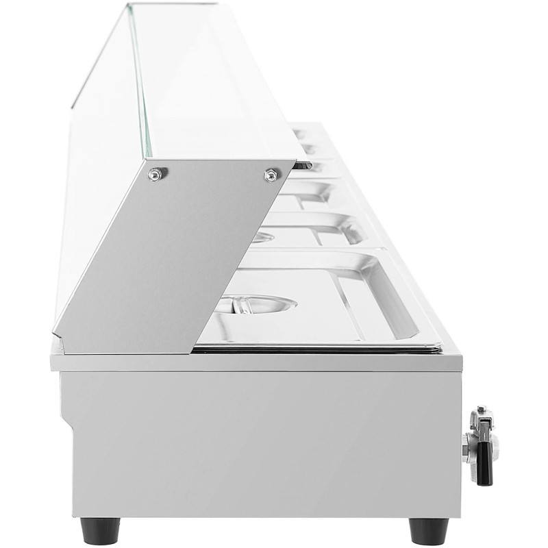 Bain marie elektrinis furšetinis šildytuvas su čiaupu ir dangteliu 6 x GN 37 l 1800 W