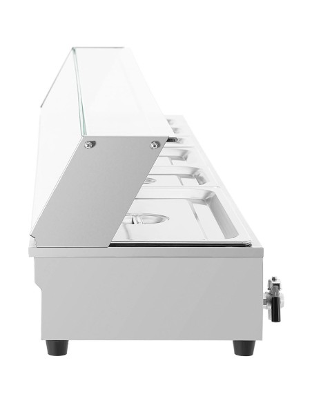 Bain marie elektrinis furšetinis šildytuvas su čiaupu ir dangteliu 6 x GN 37 l 1800 W
