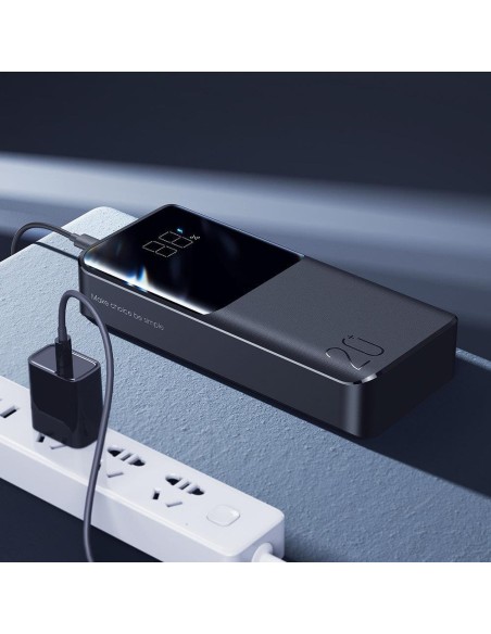 Powerbank 20000mAh 15W kabelis USB-C laidas juodas