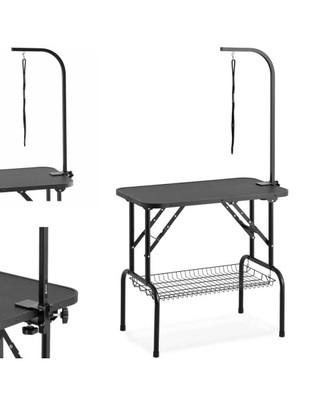 Sulankstomas kirpimo stalas šunų kirpimui su lentyna 70 kg 805 x 460 mm 1 pavadėlis