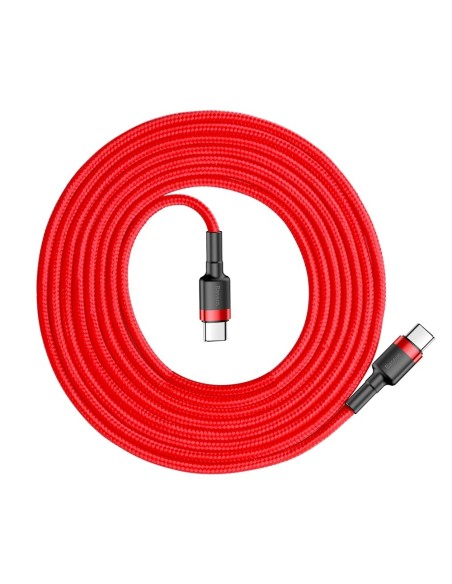Patvarus lankstus laidas USB-C PD PD 2.0 60W 20V 3A QC3.0 2M raudonas Patvarus lankstus laidas USB-C PD PD 2.0 60W 20V 3A QC3.0 2M raudonas