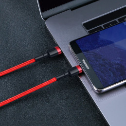 Patvarus lankstus laidas USB-C PD PD 2.0 60W 20V 3A QC3.0 2M raudonas