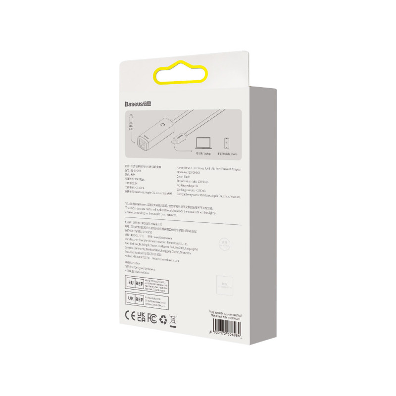 Išorinis tinklo adapteris LAN USB-C RJ45 100Mbps pilka