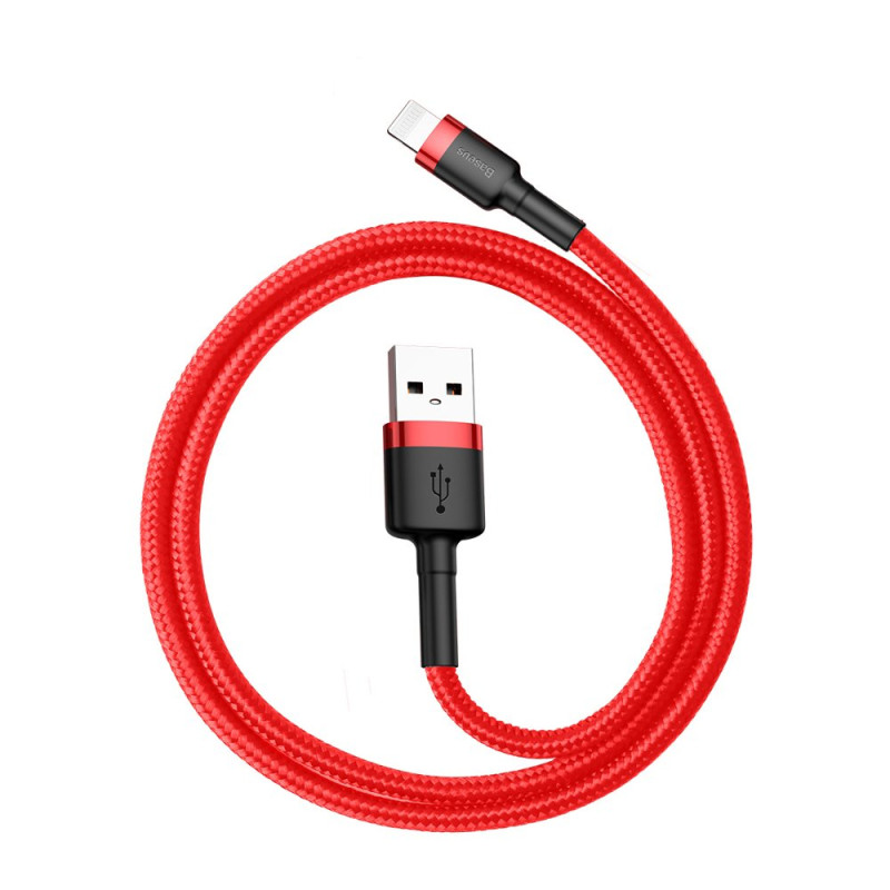 Patvarus lankstus kabelis USB laidas iPhone iPhone Lightning QC3.0 2.4A 0.5M raudonas