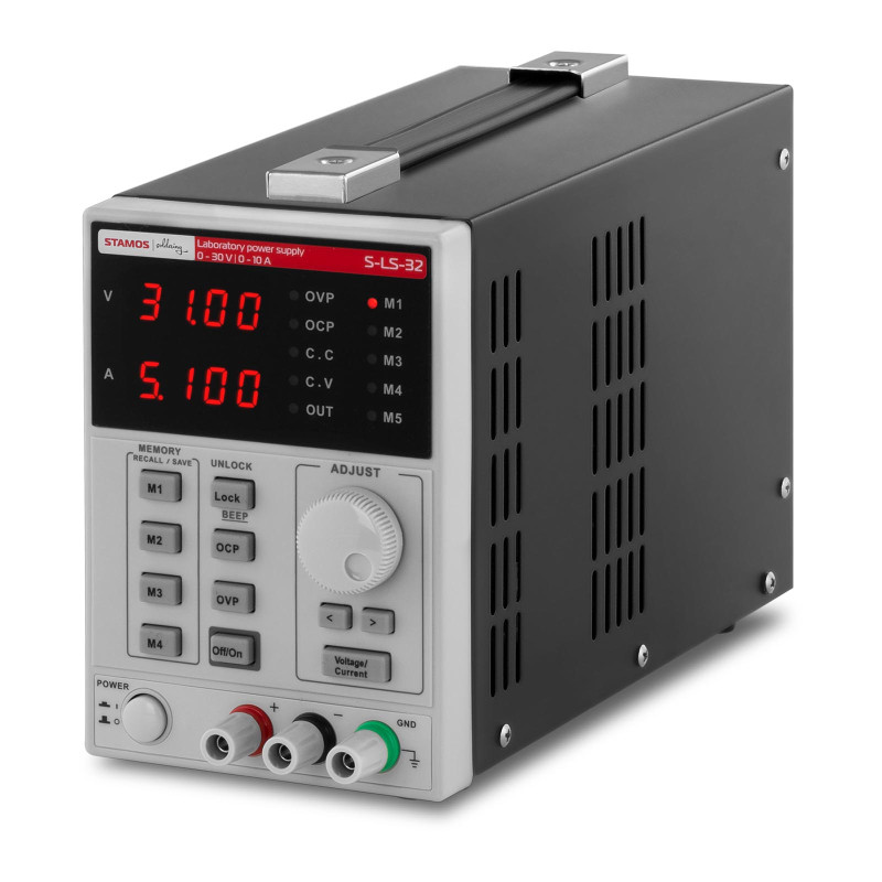 Laboratorinis maitinimo šaltinis su atminties funkcija 0-30VDC 0-10A S-LS-32