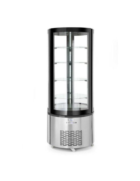 Apvali konditerinė šaldymo vitrina su 4 lentynomis LED 360L