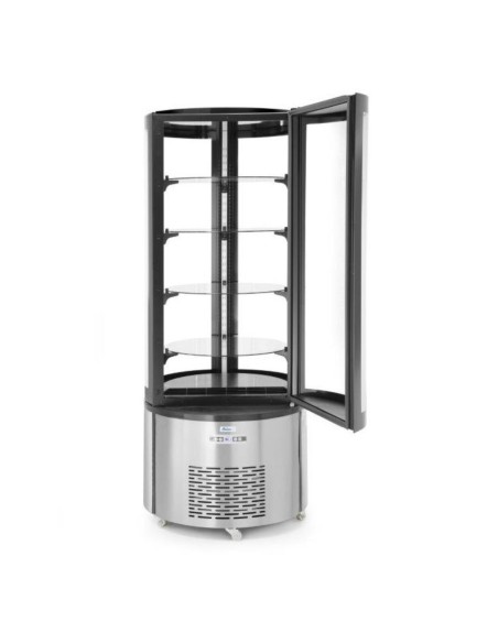 Apvali konditerinė šaldymo vitrina su 4 lentynomis LED 360L