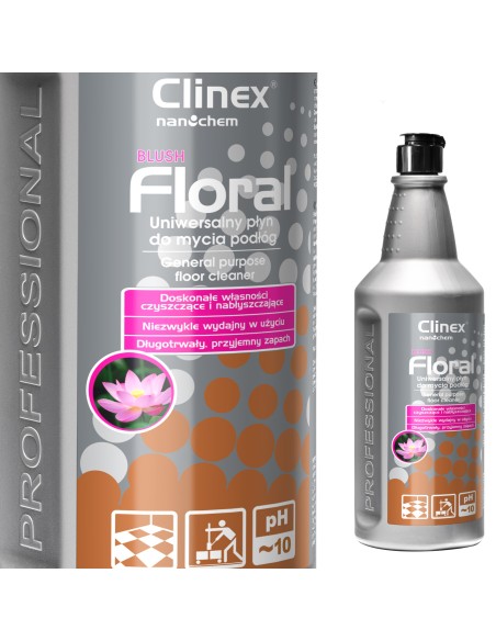 Grindų valiklis be dryžių, blizgesio, kvapo CLINEX Floral - Blush 1L Grindų valiklis be dryžių, blizgesio, kvapo CLINEX Floral - Blush 1L