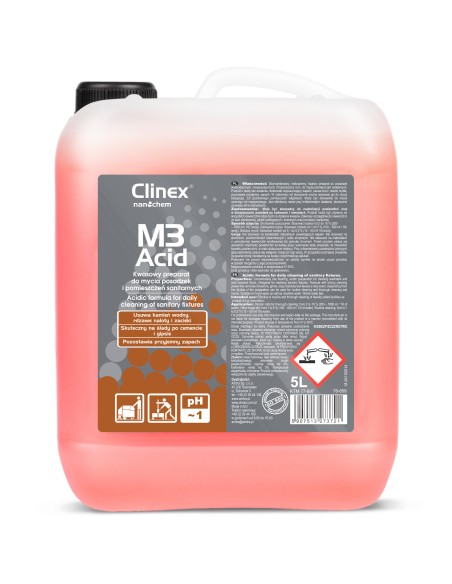 Koncentruotas rūgštinis skystis vonios ir sanitarinių patalpų plovimui CLINEX M3 Acid 5L Koncentruotas rūgštinis skystis vonios ir sanitarinių patalpų plovimui CLINEX M3 Acid 5L