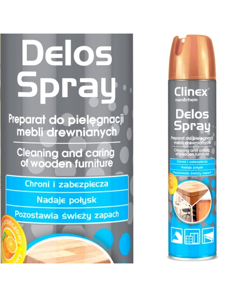 Baldų valiklis pašalina nešvarumus, dulkes, rankų pėdsakus ir blizgesį CLINEX Delos Spray 300ml Baldų valiklis pašalina nešvarumus, dulkes, rankų pėdsakus ir blizgesį CLINEX Delos Spray 300ml