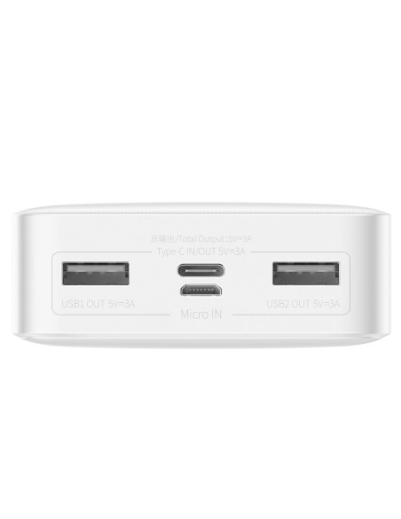 Bipow greito įkrovimo maitinimo blokas 20000mAh 15W USB microUSB 25cm baltas Bipow greito įkrovimo maitinimo blokas 20000mAh 15W USB microUSB 25cm baltas