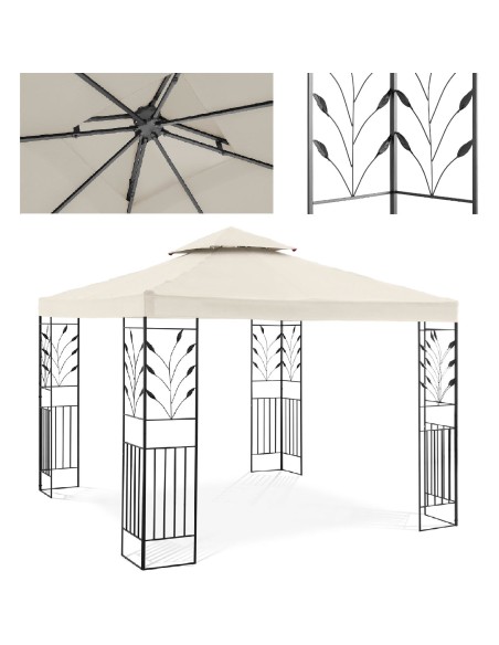 Sodo paviljono dekoratyvinė pavėsinė sulankstoma 3 x 3 x 2,6 m kremo Sodo paviljono dekoratyvinė pavėsinė sulankstoma 3 x 3 x 2,6 m kremo