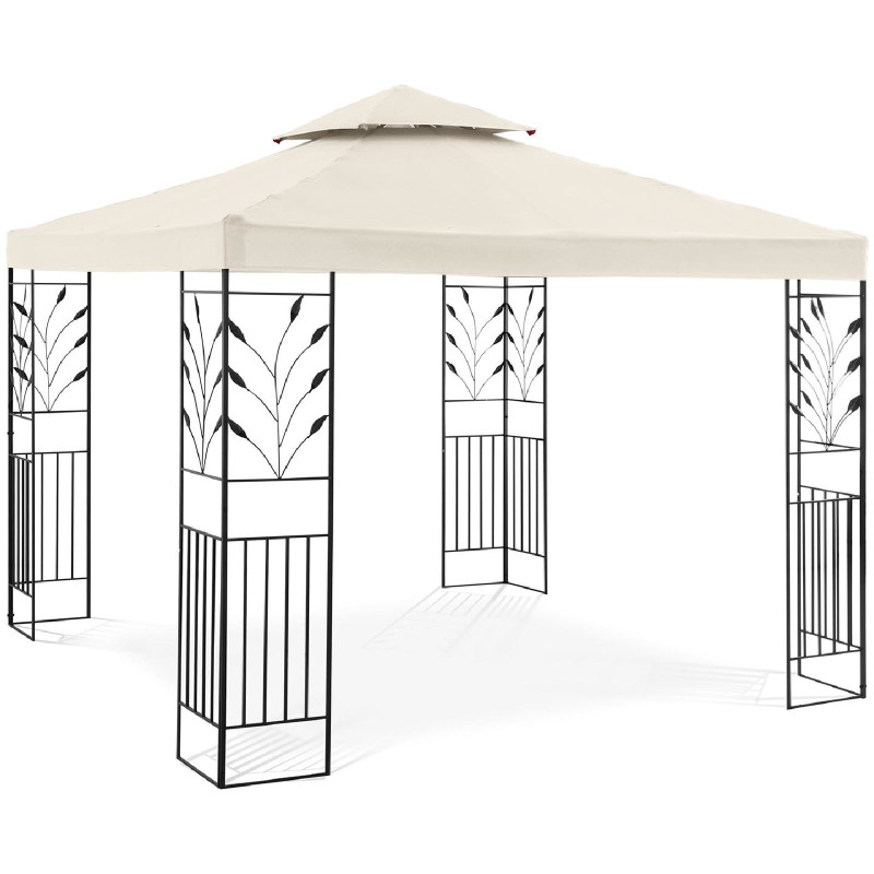 Sodo paviljono dekoratyvinė pavėsinė sulankstoma 3 x 3 x 2,6 m kremo